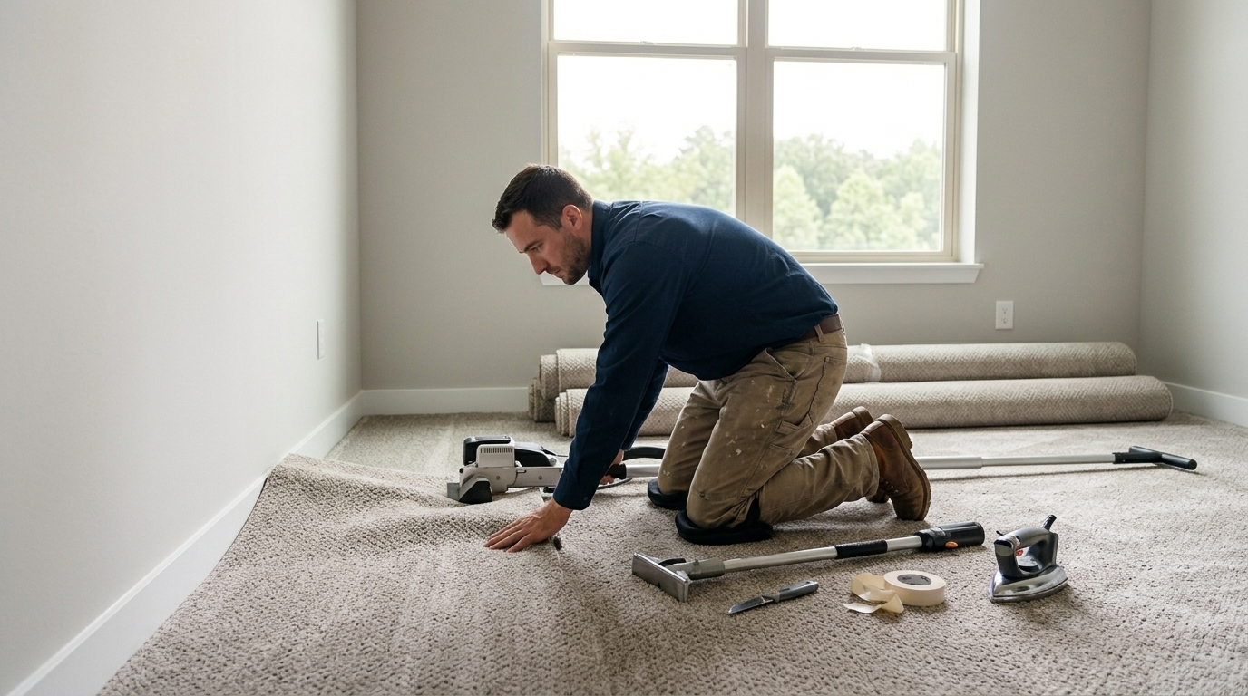 Carpet installation in a vacant room